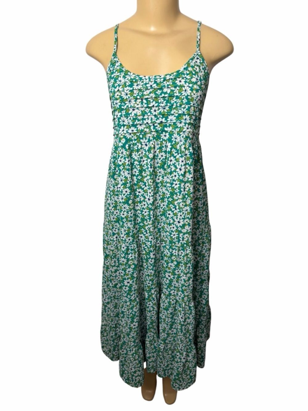 Carly Jean Los Angeles Taylor green floral print tiered midi dress small
